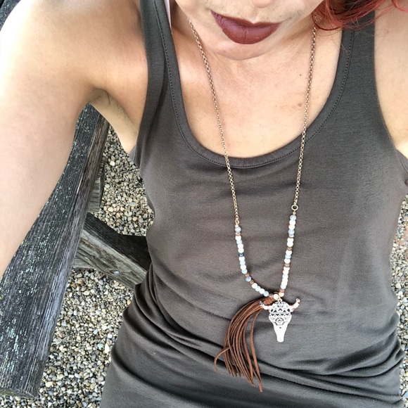 Steer Head Necklace and Earring Set - Picture 6 of 8